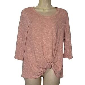CANDIE'S Knit Top with Tie Front 3/4 Sleeve Casual Everyday Top Breathable beach